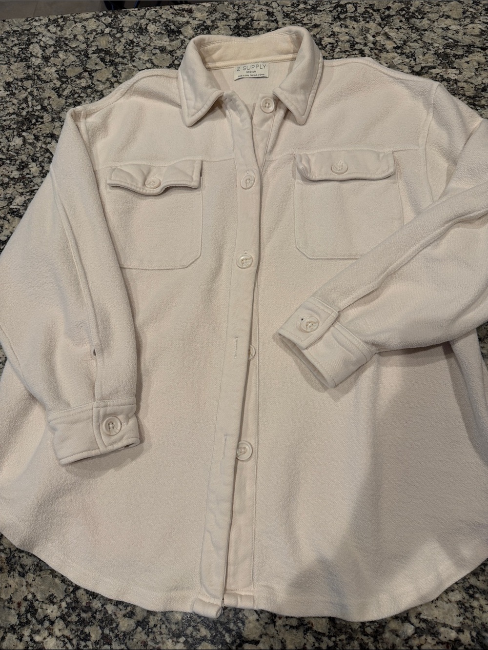 Z Supply Washed Utility Shacket in Cream size M